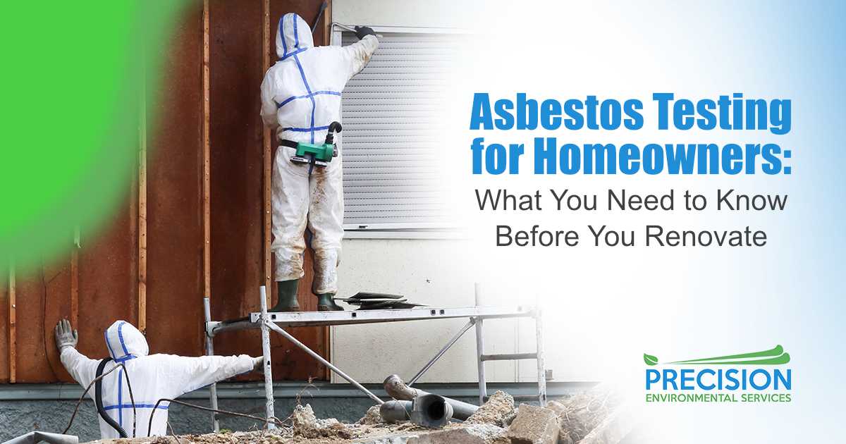 Asbestos Testing Before Home Renovation Workers in protective suits performing asbestos testing and removal work before a home renovation project.