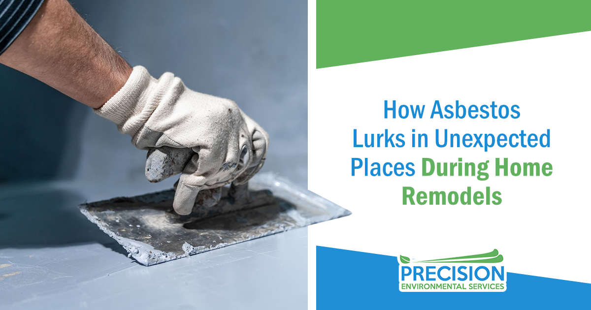 How Asbestos Lurks in Unexpected Places During Home Remodels Manual application of waterproofing on a construction site wall by Precision Environmental Services, illustrating how asbestos can lurk in unexpected places during home remodels.