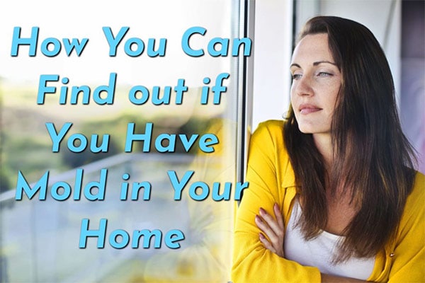 Photo of woman in a yellow shirt looking out a window with text: How you can find out if you have mold in your home