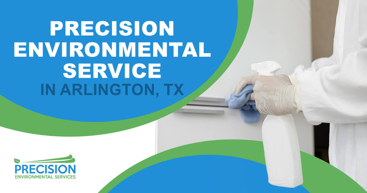 Precision Environmental Service in Arlington, TX Image of virologists in protective suits disinfecting an apartment and wiping furniture during the COVID-19 pandemic, featuring Precision Environmental Services and highlighting their services in Arlington, TX.